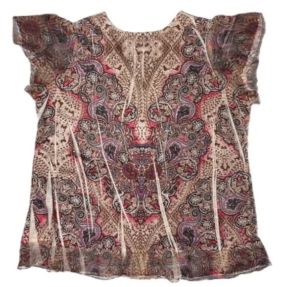 Paisley Collection Lot of 4 Various Brands 2X Blouse Tops Career Boho Colorful - Picture 8 of 12